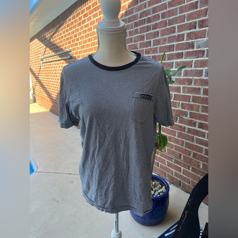 Guess Black and White Striped Tshirt